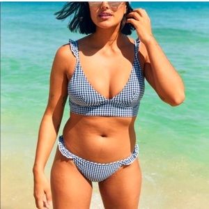 NWT Aerie Gingham Ruffle Swimwear Large